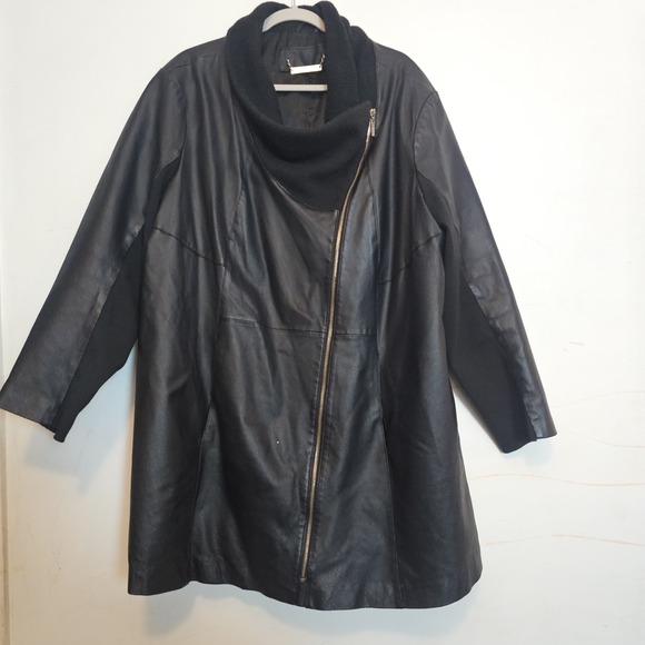 IMAN Jackets & Blazers - IMAN Moto Style Black Leather Jacket, Gold Accents, Pockets, XL-XXL Gothcore